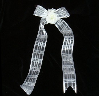 Satin Organza & Roses Bow on pony tail band