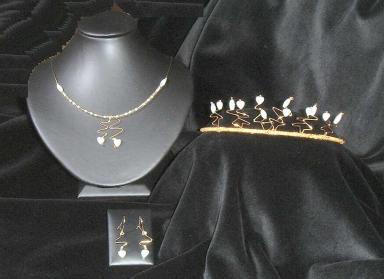 Mother of Pearl Tiara, Necklace & drop Earrings